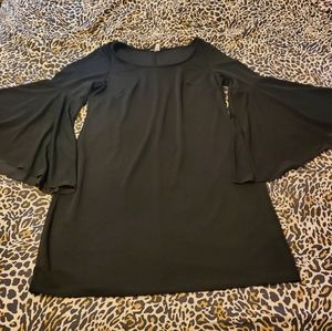 Black bell sleeved dress
